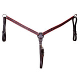 BAR H EQUINE Horse Hand Carved Breast Collar Headstall Genuine Leather Dark Brown