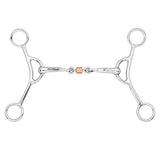 BAR H EQUINE Western Stainless Steel Gag Bit with Copper Roller Mouthpiece