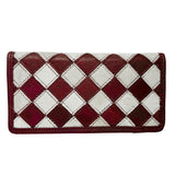 BarH Equine Leather Trifold Bifold Wallet Hair-On Checkerboard Rodeo Purse - Brown & White Checker