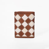 BarH Equine Leather Trifold Bifold Wallet Hair-On Checkerboard Rodeo Purse