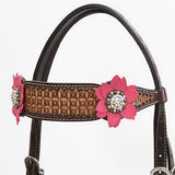 Bar H Equine American Leather Horse Saddle Tack One Ear Headstall  Breast Collar Browband Wither Strap Set