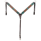 Bar H Equine Genuine Western American Leather Horse Premium Headstall & Breast Collar Set