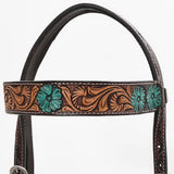 Bar H Equine Genuine Western American Leather Horse Premium Headstall & Breast Collar Set