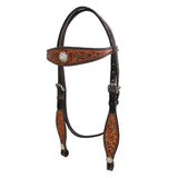 Bar H Equine Genuine Western American Leather Horse Premium Headstall & Breast Collar Set