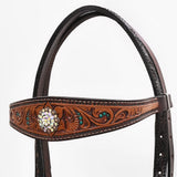 Bar H Equine Genuine Western American Leather Horse Premium Headstall & Breast Collar Set