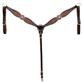 Bar H Equine Western Leather Horse Tack Set Basket Weave Carved Brown