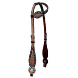 Bar H Equine Western Leather Horse Tack Set Basket Weave Carved Brown