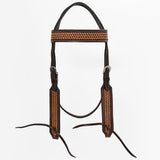 Western Handtooled Leather Horse Headstall & Breast Collar Set - view 4