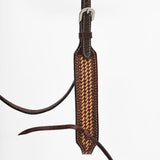 Western Handtooled Leather Horse Headstall & Breast Collar Set - view 6