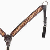 Western Handtooled Leather Horse Headstall & Breast Collar Set - view 8