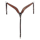 Bar H Equine Genuine Western American Leather Horse Premium Headstall & Breast Collar Set