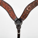 Bar H Equine Genuine Western American Leather Horse Premium Headstall & Breast Collar Set