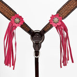 Bar H Equine American Leather Horse Saddle Tack One Ear Headstall  Breast Collar Browband Wither Strap Set