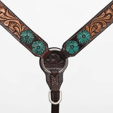 Bar H Equine Genuine Western American Leather Horse Premium Headstall & Breast Collar Set