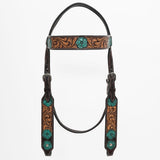 Bar H Equine Genuine Western American Leather Horse Premium Headstall & Breast Collar Set