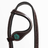 Bar H Equine Genuine Western American Leather Horse Premium Headstall & Breast Collar Set