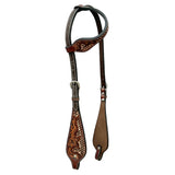 Classy Floral Hand Carved Horse Western Leather One Ear Headstall Brown
