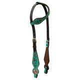 Spotted Pinwheel Floral Hand Painted Horse Western Leather One Ear Headstall