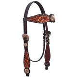 Classic Pinwheel Sunflower Horse Western Leather Headstall  Brown