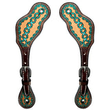 Turquoise Symmetry Horse Western Leather Spur Strap Brown