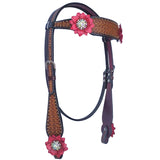 Daisy Nash Floral Hand Tooled Horse Western Leather Headstall