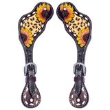 Sunflower Cat Cheetah Print Horse Western Leather Spurs Strap