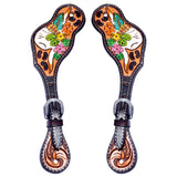 Lady Holly Hand Painted Horse Western Leather Spur Strap