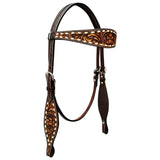 Classic Colton Floral Hand Carved Horse Western Leather Headstall  Brown