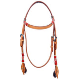 Red Rawhide Horse Western Leather Headstall Tan