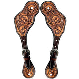 Austin Smith Hand Carved Horse Western Leather Spur Strap Dark Brown