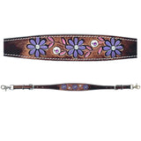 Purple Floral Hand Painted Horse American Leather Wither Straps