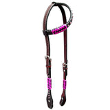Pink Rawhide Horse Western Leather One Ear Headstall Brown