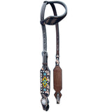 Beaded Bright Horse Western Leather One Ear Headstall