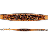 Classic Floral Hand Carved Horse Western Leather Wither Straps Tan