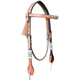 White Rawhide Horse Western Leather Headstall Tan