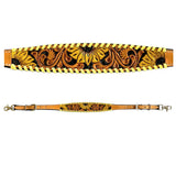 Yellow Sunflower Hand Painted Horse Western Leather Wither Straps Tan