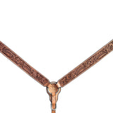 Floral Hand Tooled Horse Western Leather Breast Collar Tan