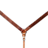 Floral Hand Tooled Horse Western Leather Breast Collar Tan