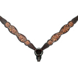 Genuine Floral Hand Tooled Horse Western Leather Breast Collar Dark Brown