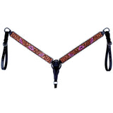 Buckstitch Floral Hand Tooled Horse Western Leather Breast Collar Black
